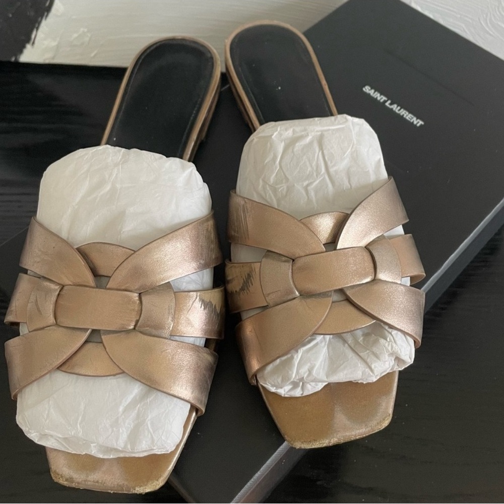Saint Laurent Metallic Sandals - Picture 2 of 13